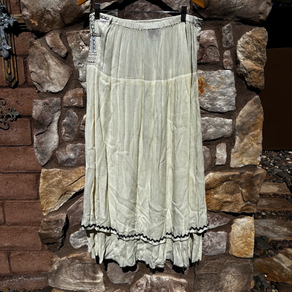 Vintage Scully Embroidered Maxi Skirt Gauzy Size Large Boho Layered 90s - Picture 5 of 9